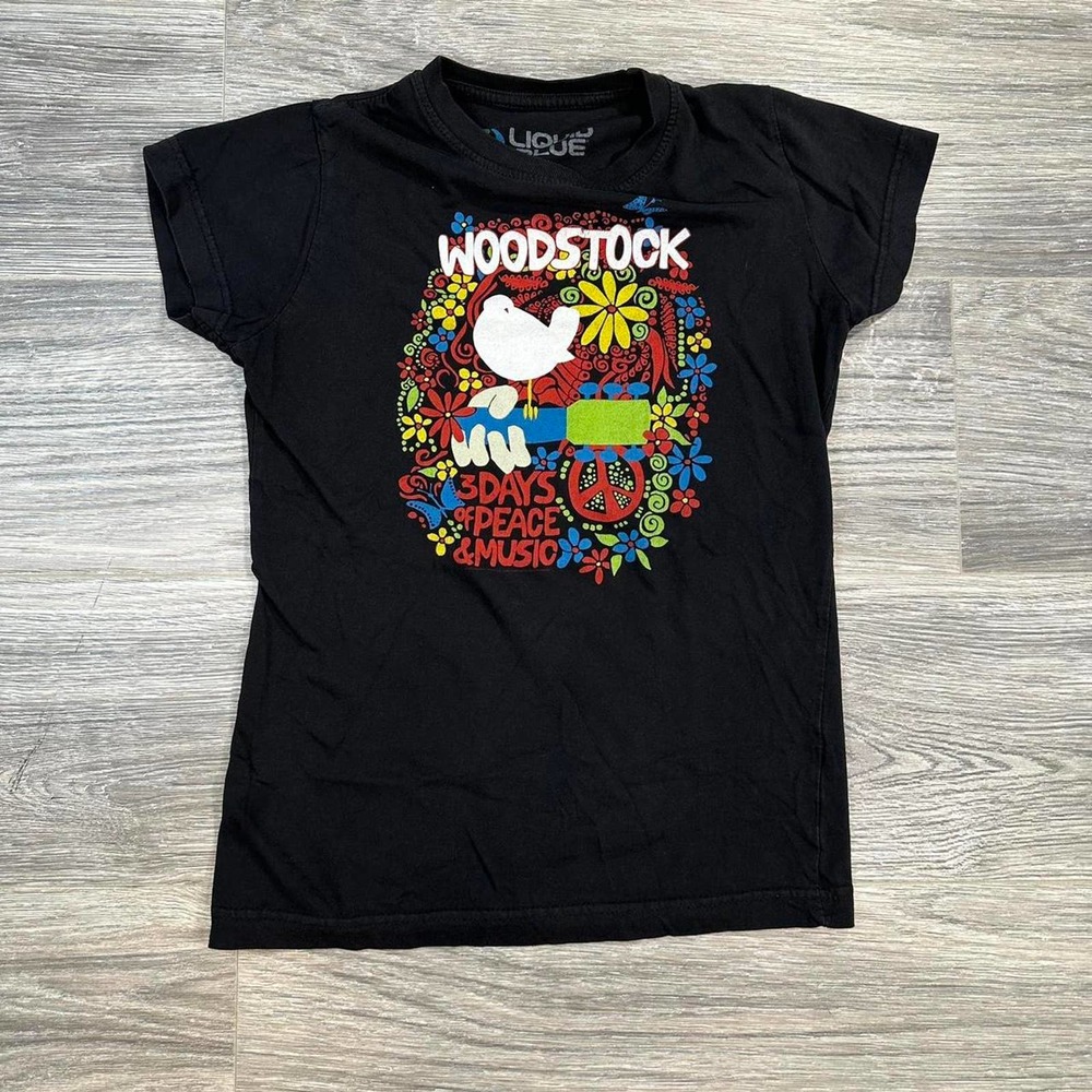 Woodstock Baby Black Tee Shirt Vintage Reissue by Liquid Blue Women's XS